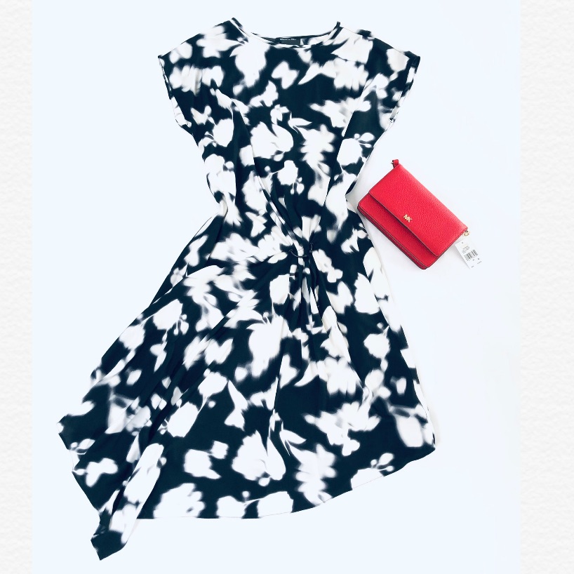 Kenneth Cole Asymmetric High - Low Printed Dress